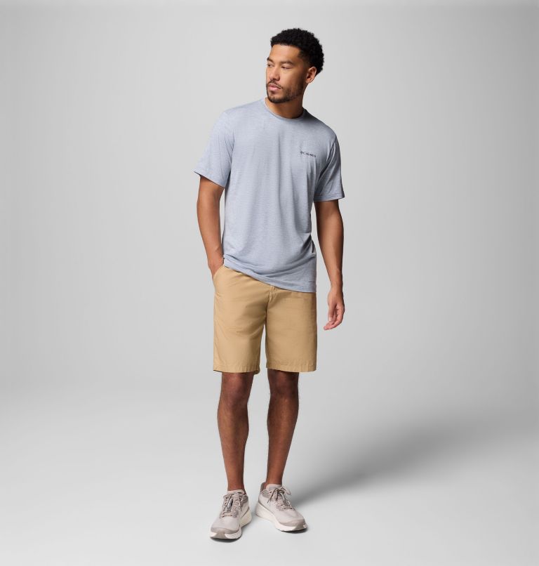 Men's Kwick Hike Back Graphic Short Sleeve T-Shirt, Color: Tradewinds Grey Heather, Linescape, image 2