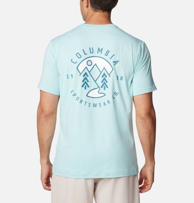 Thumbnail: Men's Kwick Hike Back Graphic Short Sleeve T-Shirt, Color: Spray Heather, Naturally Boundless, image 2