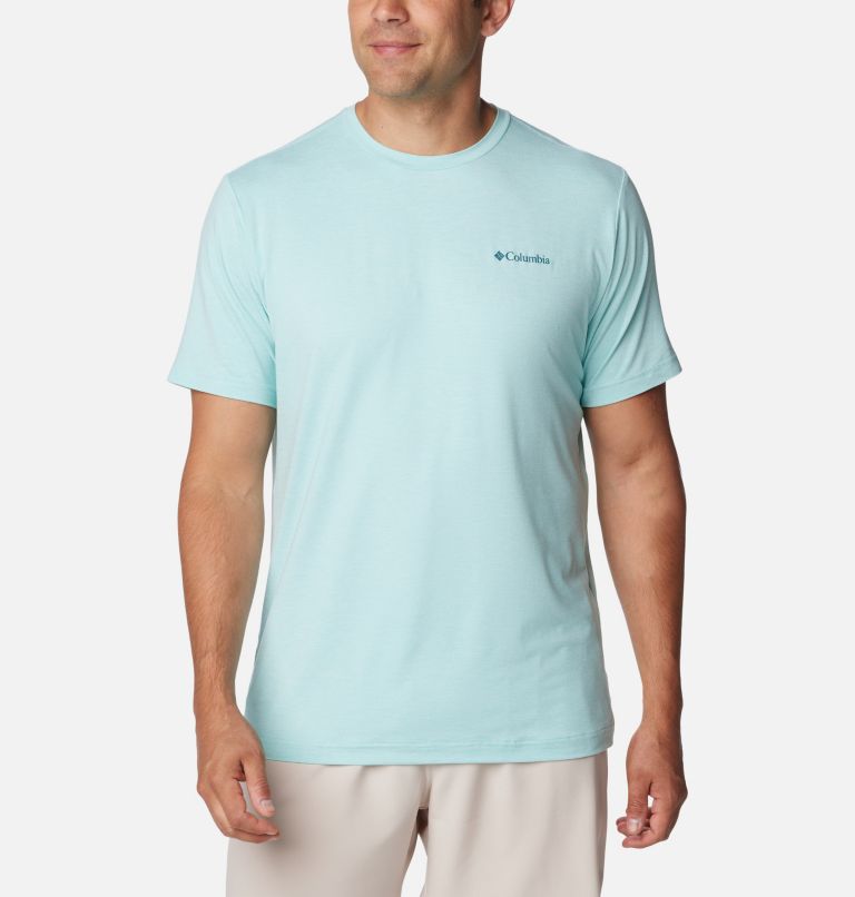 Thumbnail: Men's Kwick Hike Back Graphic Short Sleeve T-Shirt, Color: Spray Heather, Naturally Boundless, image 1