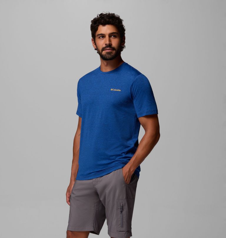 Men's Kwick Hike Back Graphic Short Sleeve T-Shirt, Color: Collegiate Navy Heather, Linescape, image 4