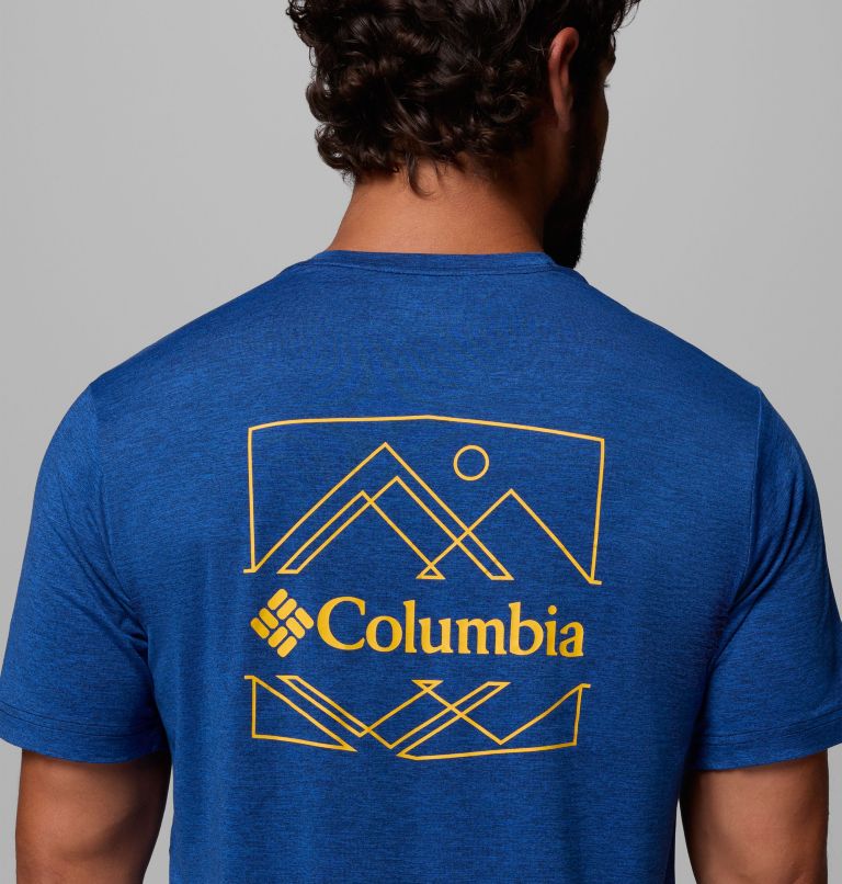 Men's Kwick Hike Back Graphic Short Sleeve T-Shirt, Color: Collegiate Navy Heather, Linescape, image 6