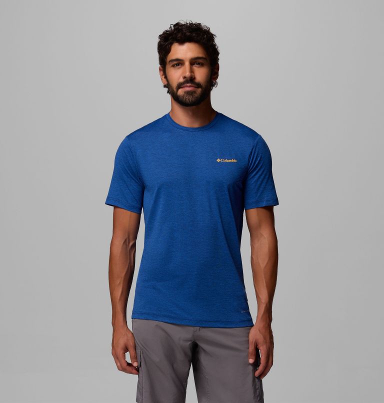 Men's Kwick Hike Back Graphic Short Sleeve T-Shirt, Color: Collegiate Navy Heather, Linescape, image 1
