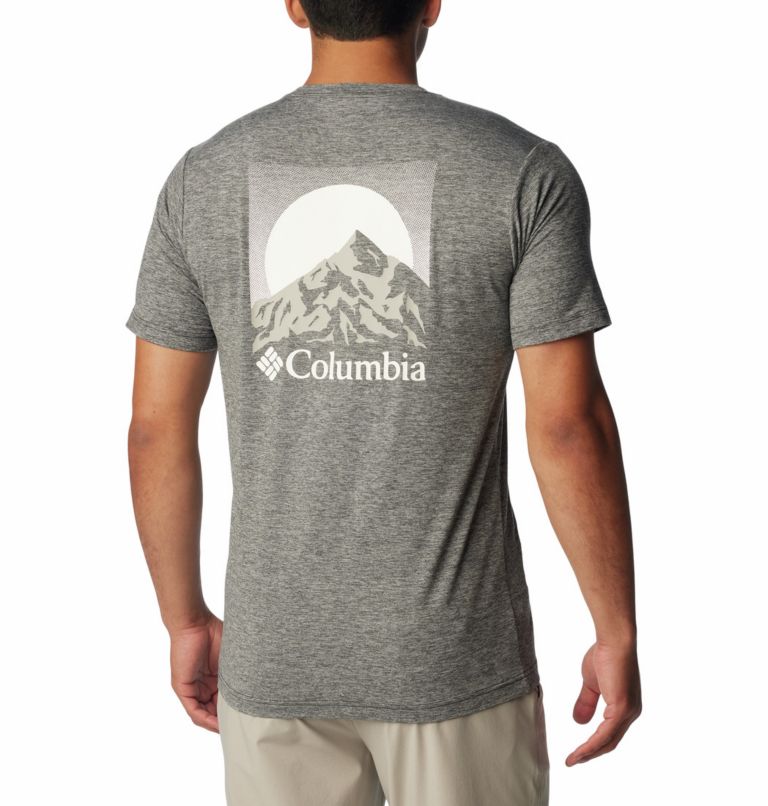 Men's Kwick Hike Technical Graphic T-Shirt, Color: Black Heather, Moonscape, image 1