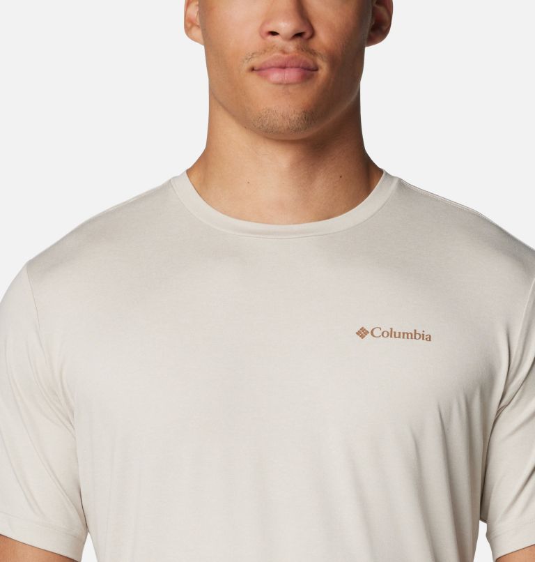 Men's Kwick Hike Technical Graphic T-Shirt, Color: Dark Stone, Peaked Sunscape, image 4