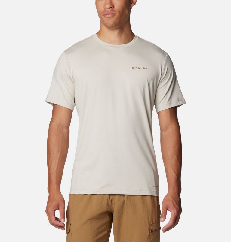 Men's Kwick Hike Technical Graphic T-Shirt, Color: Dark Stone, Peaked Sunscape, image 2