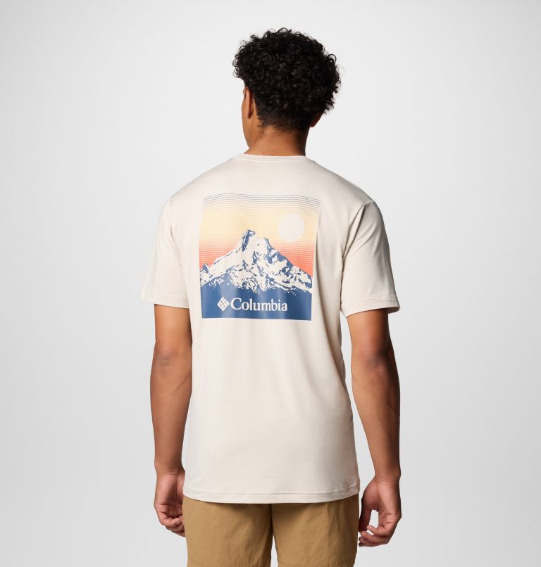 Men's Kwick Hike Technical Graphic T-Shirt, Color: Dark Stone Heather, Linear View Multi, image 1