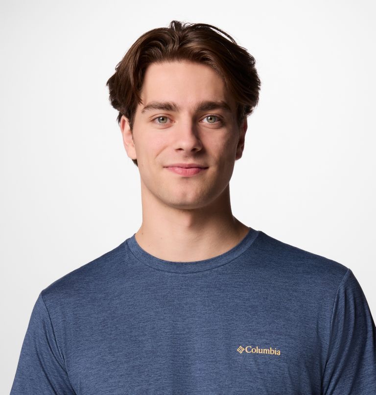 Men's Kwick Hike Technical Graphic T-Shirt, Color: Collegiate Navy Heather, Planet Watch, image 4