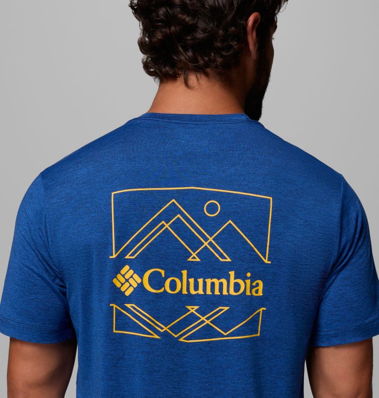 Men's Kwick Hike Technical Graphic T-Shirt, Color: Collegiate Navy Heather, Linescape, image 6