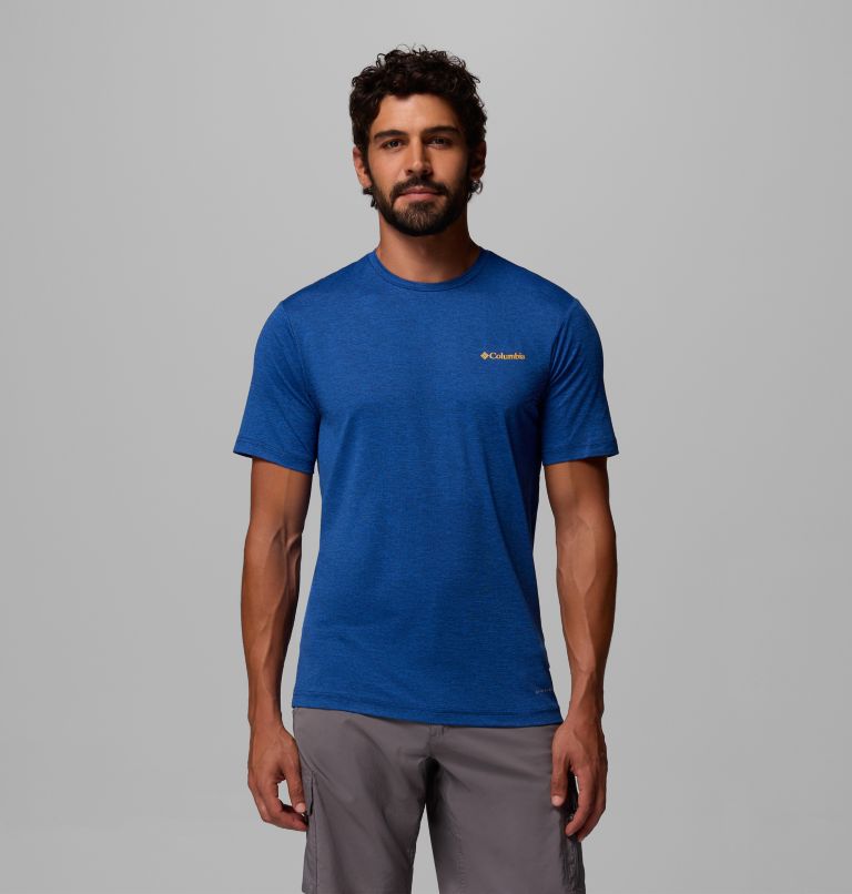 Men's Kwick Hike Technical Graphic T-Shirt, Color: Collegiate Navy Heather, Linescape, image 3