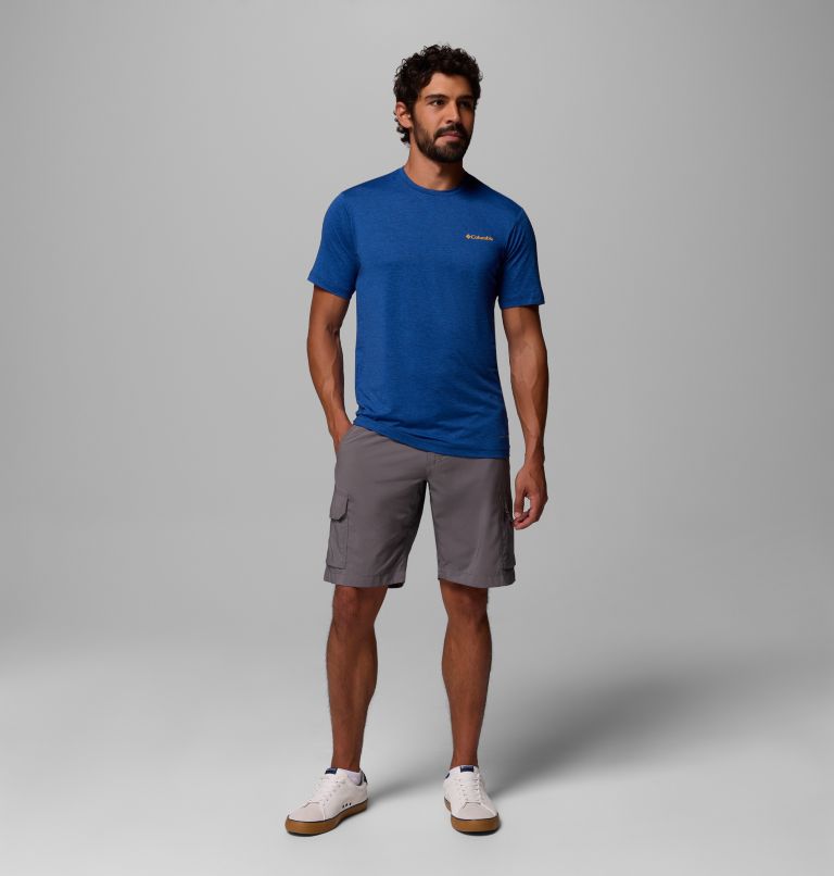 Men's Kwick Hike Technical Graphic T-Shirt, Color: Collegiate Navy Heather, Linescape, image 2