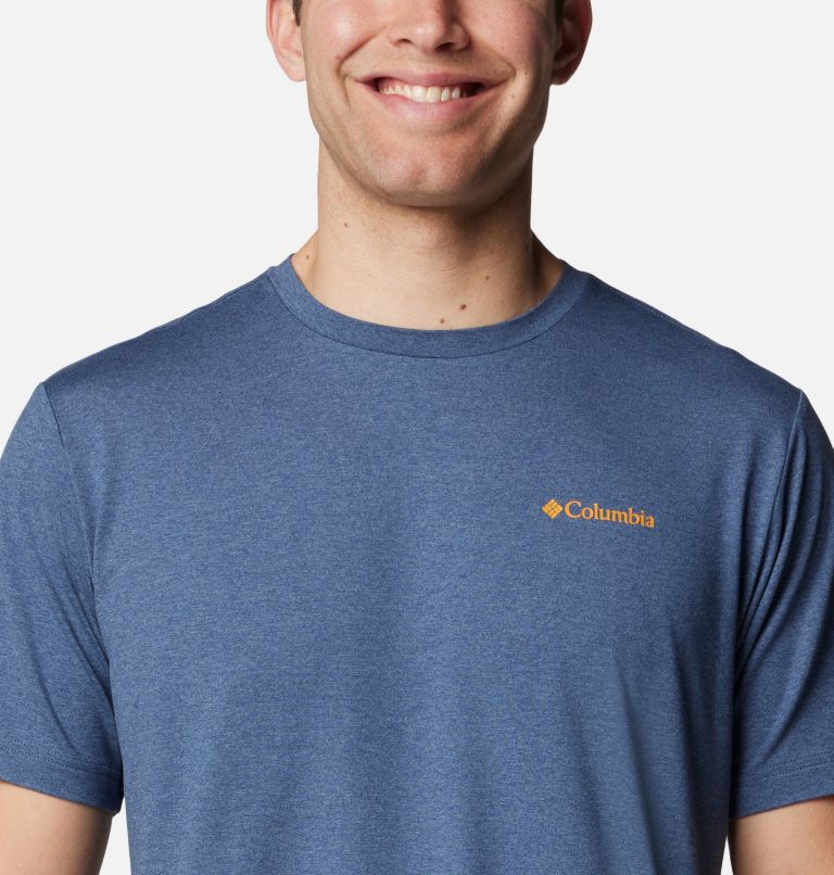 Men's Kwick Hike Technical Graphic T-Shirt, Color: Dark Mtn, Peaked Sunscape, image 4