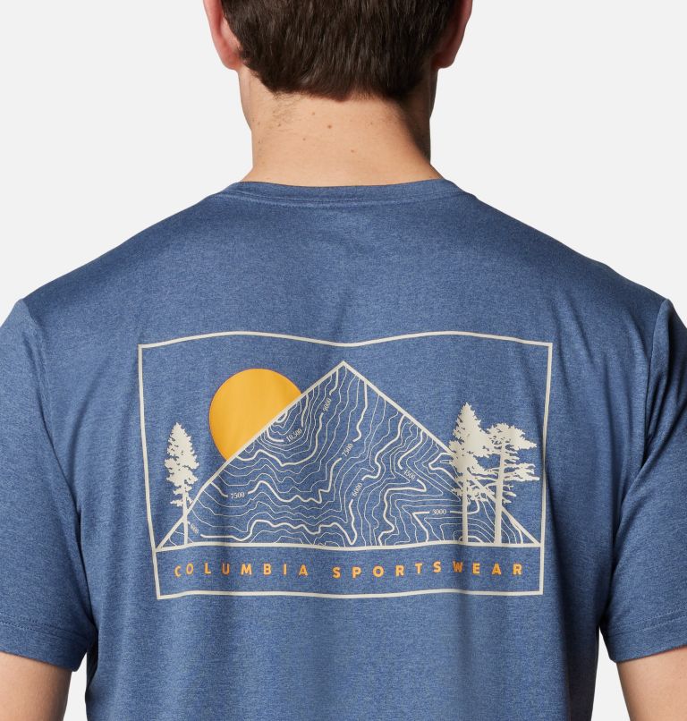 Men's Kwick Hike Technical Graphic T-Shirt, Color: Dark Mtn, Peaked Sunscape, image 6