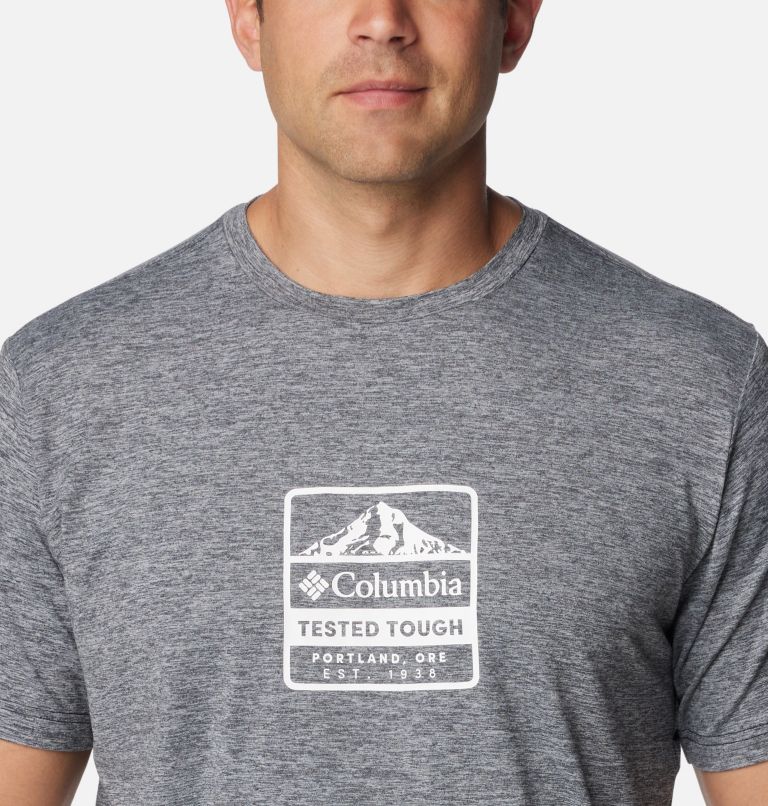 Thumbnail: Men's Kwick Hike Graphic Short Sleeve T-Shirt, Color: Black Heather, Tested Tough PDX, image 4