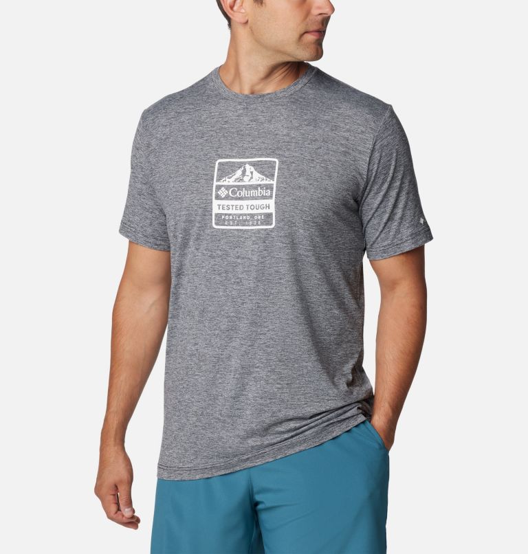 Thumbnail: Men's Kwick Hike Graphic Short Sleeve T-Shirt, Color: Black Heather, Tested Tough PDX, image 5