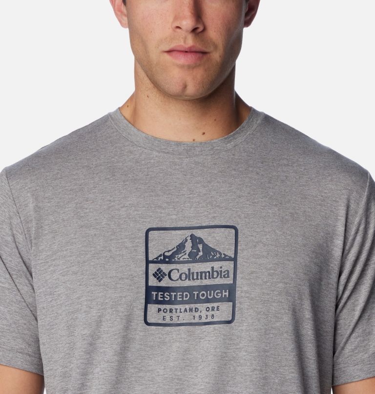 Men's Kwick Hike Technical T-Shirt, Color: Boulder Heather, Tested Tough PDX, image 4