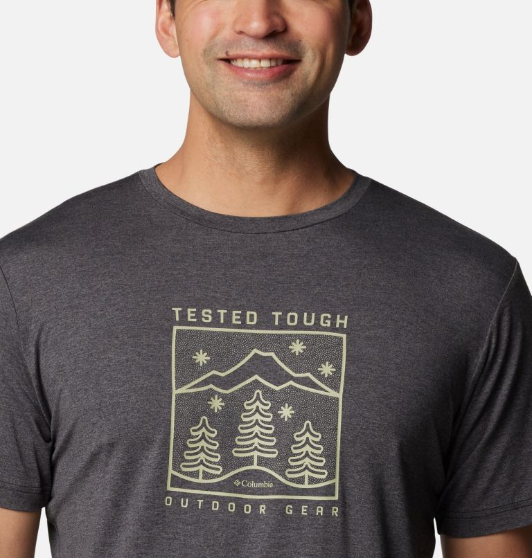 Men's Kwick Hike Technical T-Shirt, Color: Black Heather, Snowy Dreams, image 4