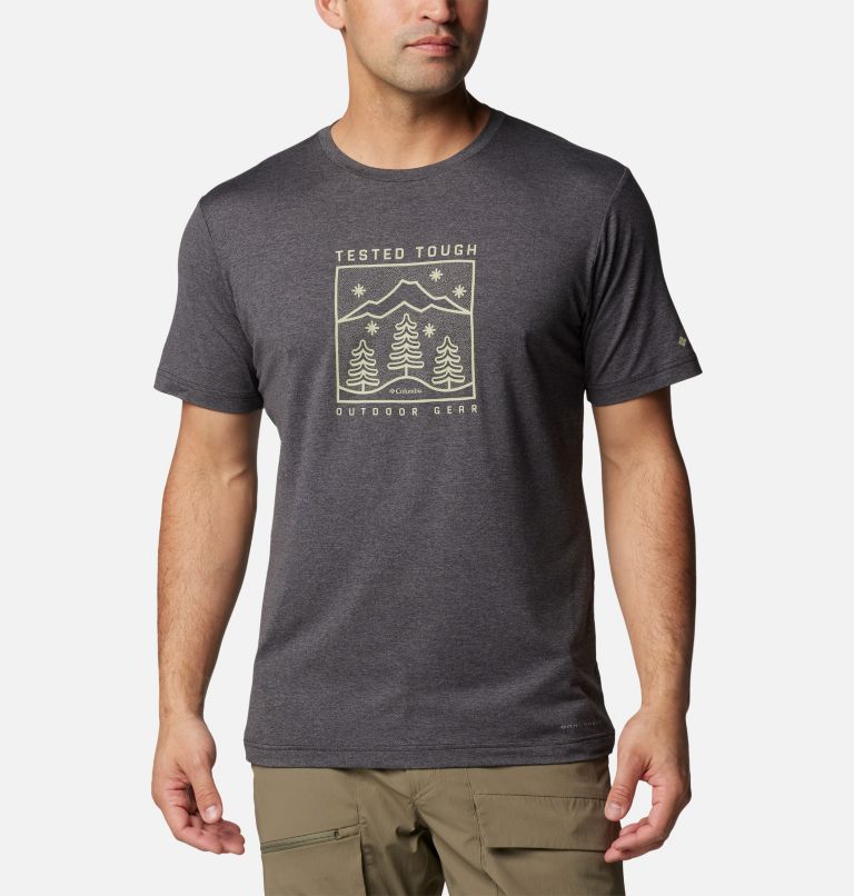 Men's Kwick Hike Technical T-Shirt, Color: Black Heather, Snowy Dreams, image 5