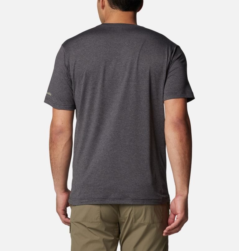Men's Kwick Hike Technical T-Shirt, Color: Black Heather, Snowy Dreams, image 2