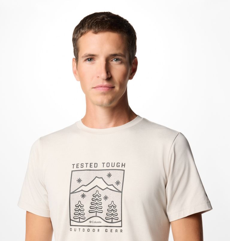 Men's Kwick Hike Technical T-Shirt, Color: Dark Stone Heather, Snowy Dreams, image 5