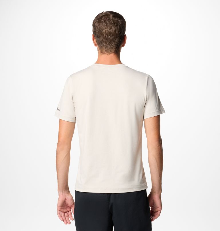 Men's Kwick Hike Technical T-Shirt, Color: Dark Stone Heather, Snowy Dreams, image 2