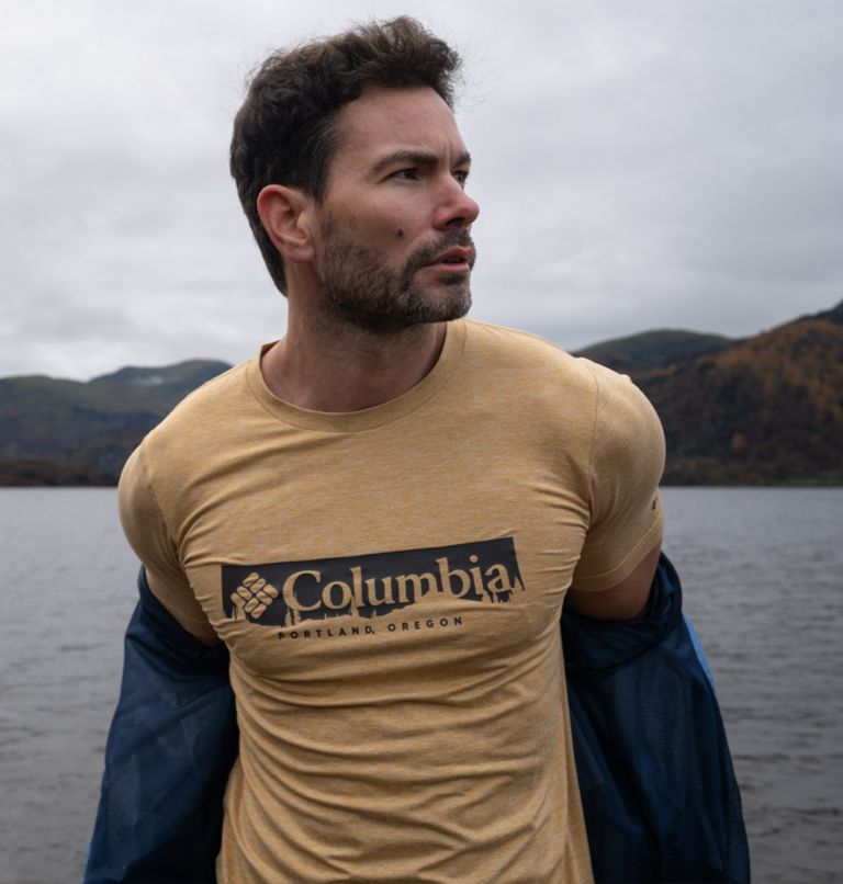 Kwick Hike Graphic SS Tee, Color: Light Camel Heather, CSC Box Treeline, image 6