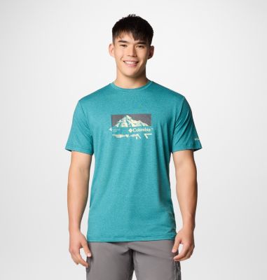 Men's Kwick Hike Technical T-Shirt, Color: River Blue Heather, Peak Direction, image 9