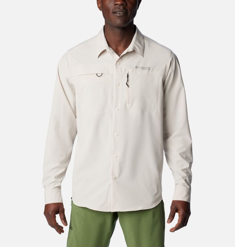 LRD Men's UPF 30 Long Sleeve Button Down Fishing Shirts White