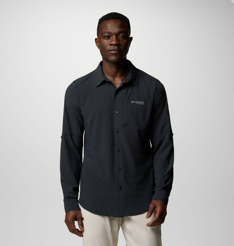 Men's Cirque River Vented Woven Long Sleeve Shirt, Color: Black, image 1