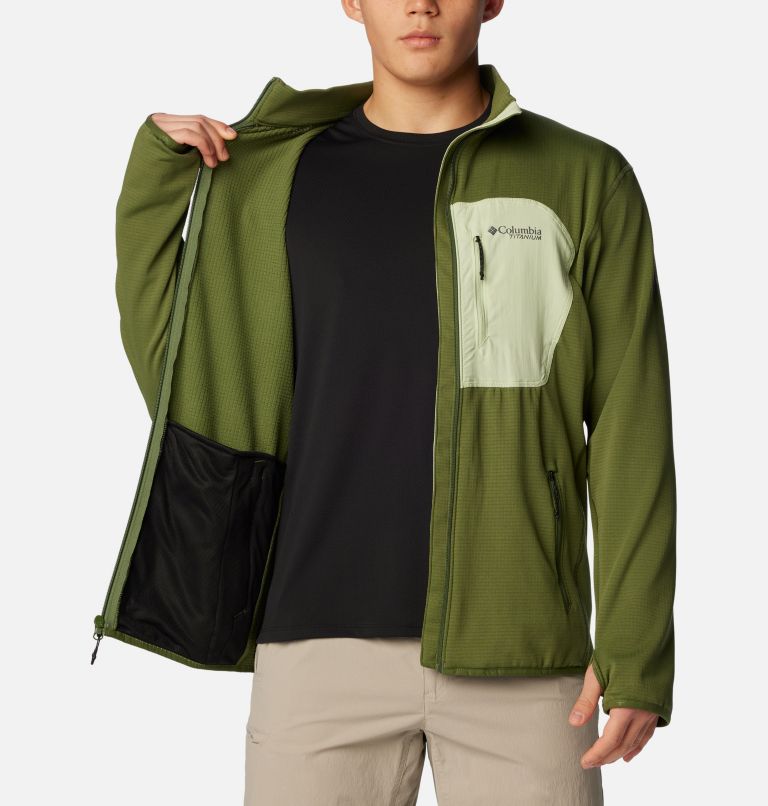 Men's Triple Canyon Grid Fleece Full Zip Jacket, Color: Canteen, Sage Leaf, image 5