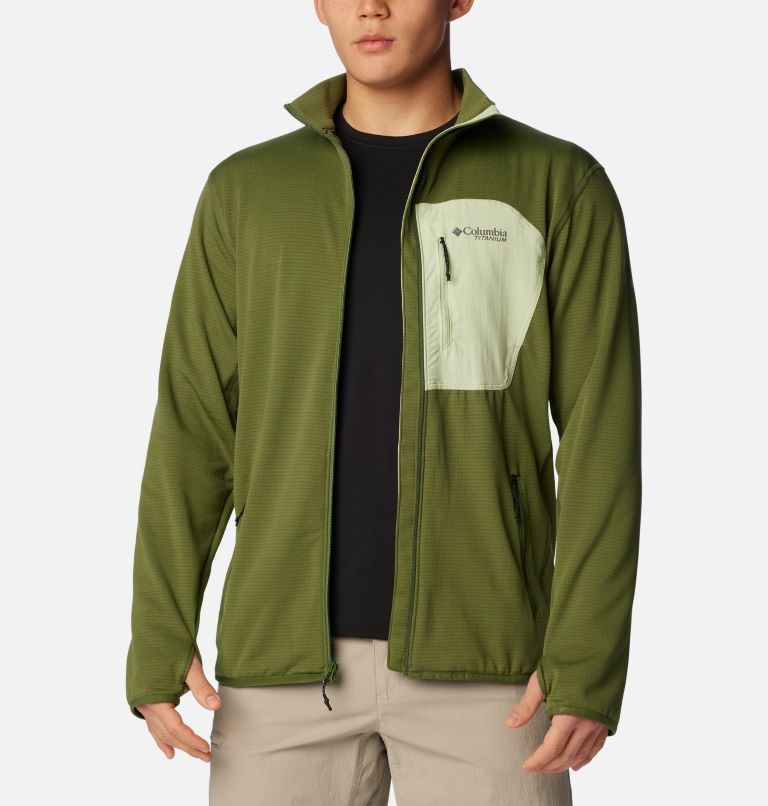 Men's Triple Canyon Grid Fleece Full Zip Jacket, Color: Canteen, Sage Leaf, image 9