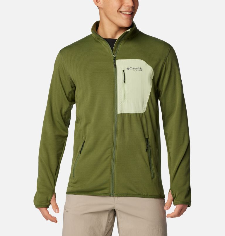 Thumbnail: Men's Triple Canyon Grid Fleece Full Zip Jacket, Color: Canteen, Sage Leaf, image 1