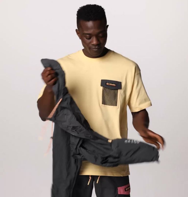Men's Painted Peak Windbreaker, Color: Shark, Pink Agave