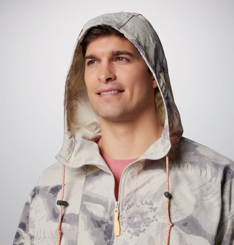 Men's Painted Peak Windbreaker, Color: Dark Stone Pearhip Print, Sunkissed, image 5