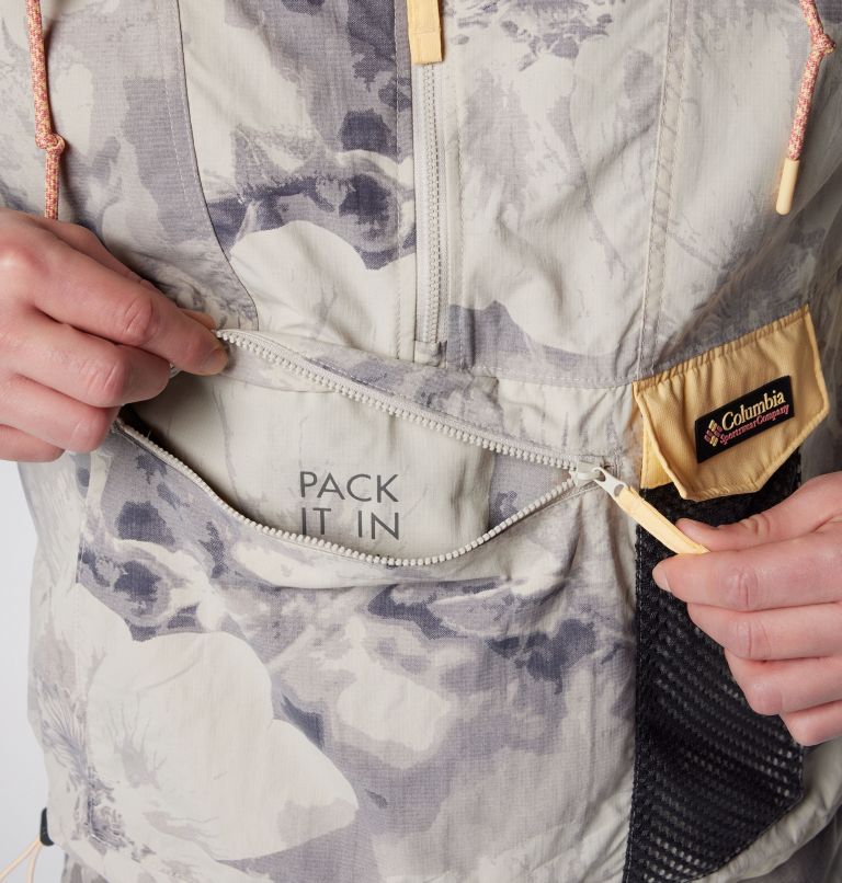 Men's Painted Peak Windbreaker, Color: Dark Stone Pearhip Print, Sunkissed, image 6