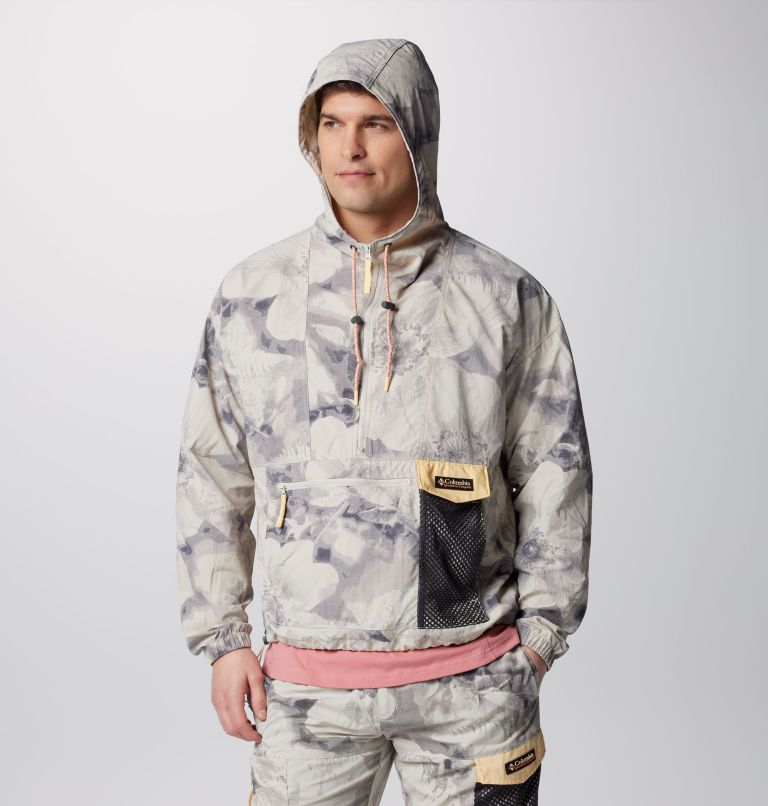 Men's Painted Peak Windbreaker, Color: Dark Stone Pearhip Print, Sunkissed, image 9