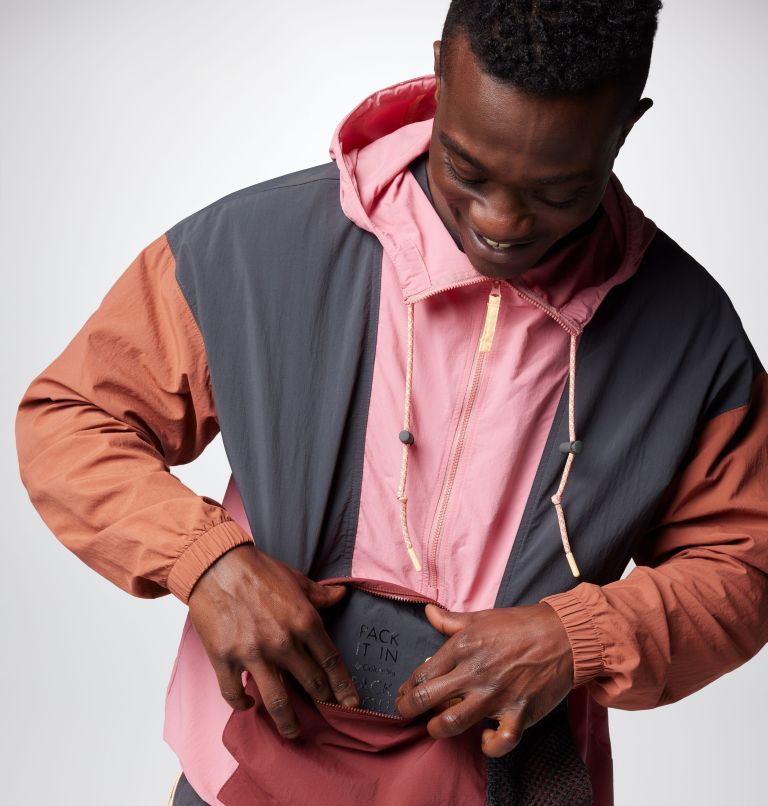 Men's Painted Peak Windbreaker, Color: Pink Agave, Shark, Auburn, image 6