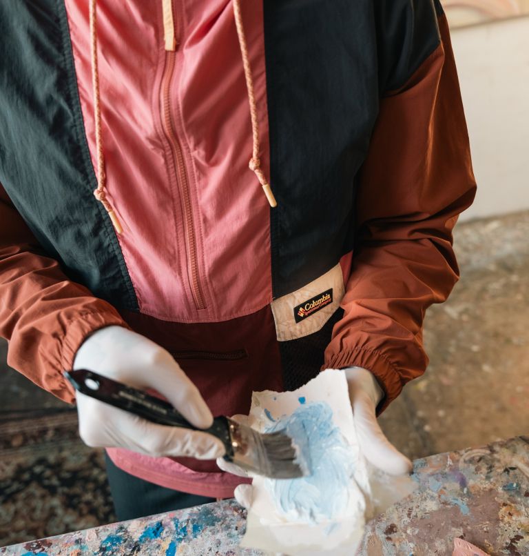 Men's Painted Peak Windbreaker, Color: Pink Agave, Shark, Auburn, image 11