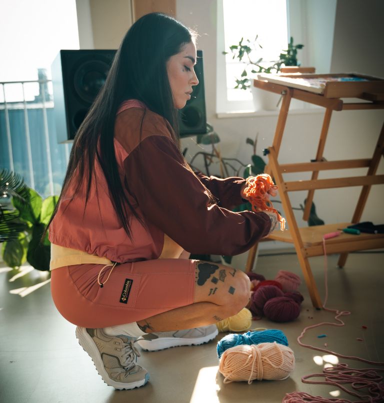 Women's Painted Peak Cropped Windbreaker, Color: Pink Agave, Spice, Auburn, Sunkissed, image 9