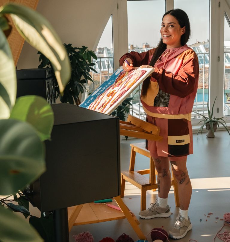 Women's Painted Peak Cropped Windbreaker, Color: Pink Agave, Spice, Auburn, Sunkissed, image 10