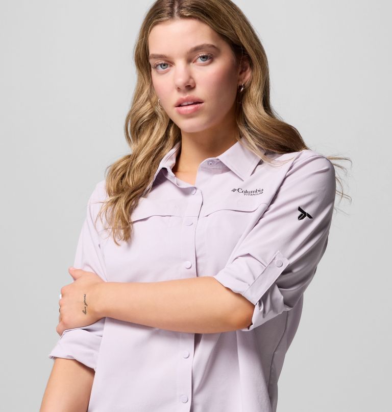 Women's Summit Valley Woven Long Sleeve Shirt, Color: Lavender Pearl, image 6