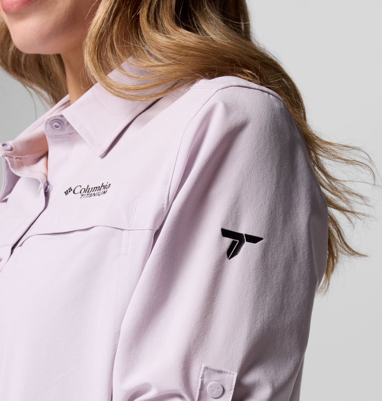 Women's Summit Valley Woven Long Sleeve Shirt, Color: Lavender Pearl, image 9