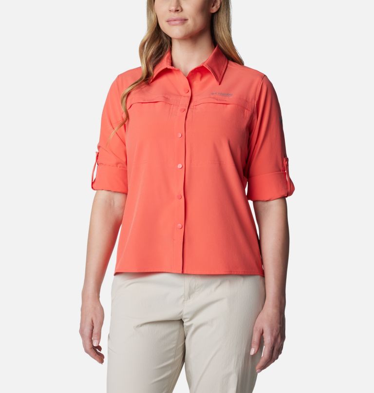 Thumbnail: Women's Summit Valley Woven Long Sleeve Shirt, Color: Juicy, image 7