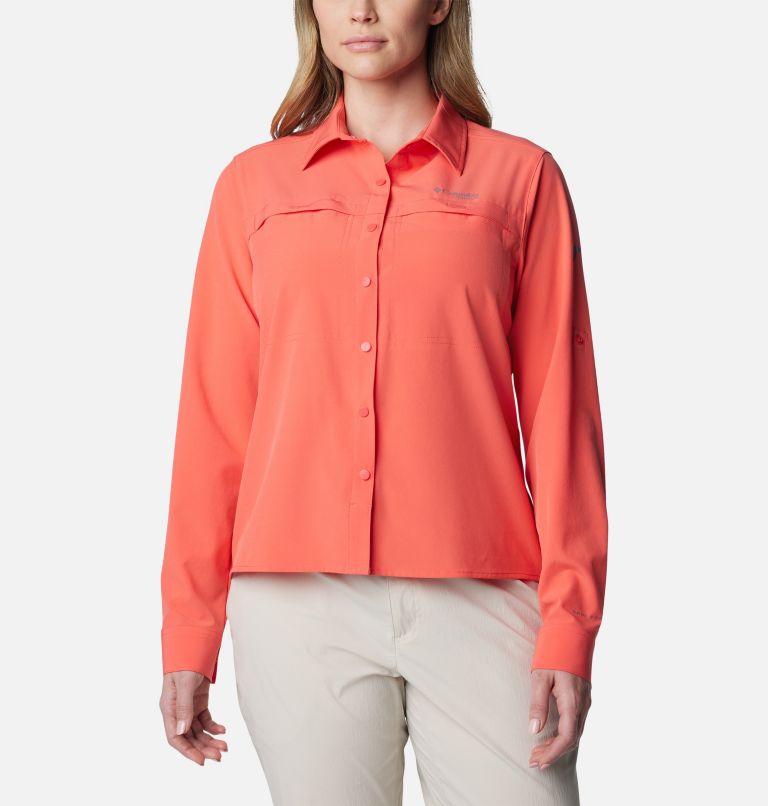 Women's Summit Valley Woven Long Sleeve Shirt, Color: Juicy, image 1