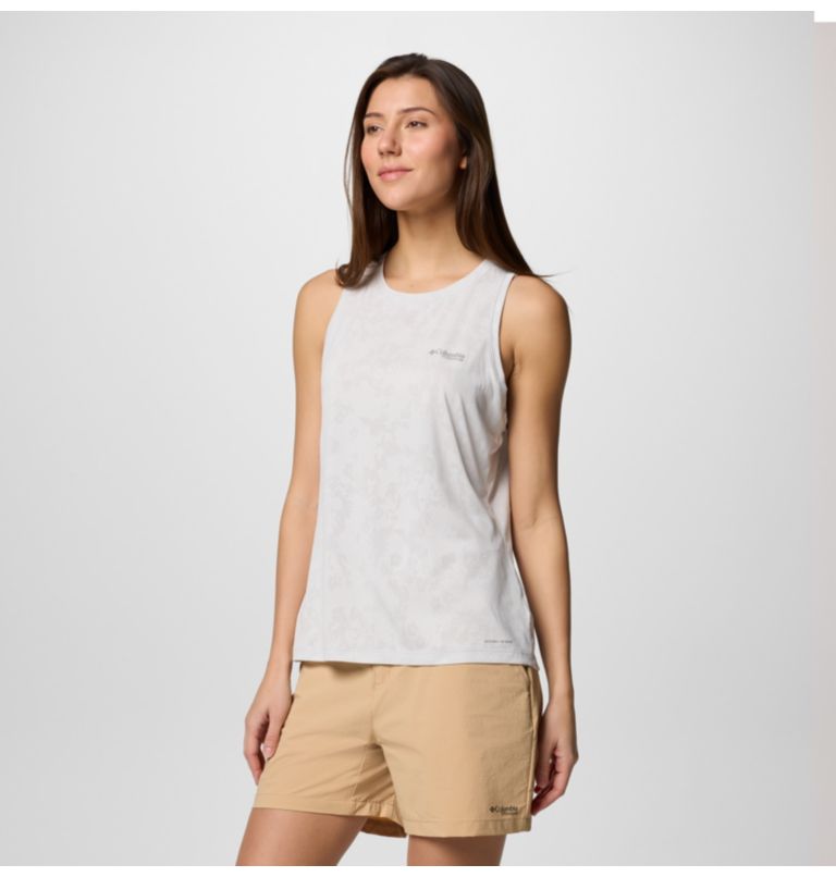 Camiseta técnica de tirantes Bluebird Canyon para mujer, Color: White Popflorid Jacquard, image 3