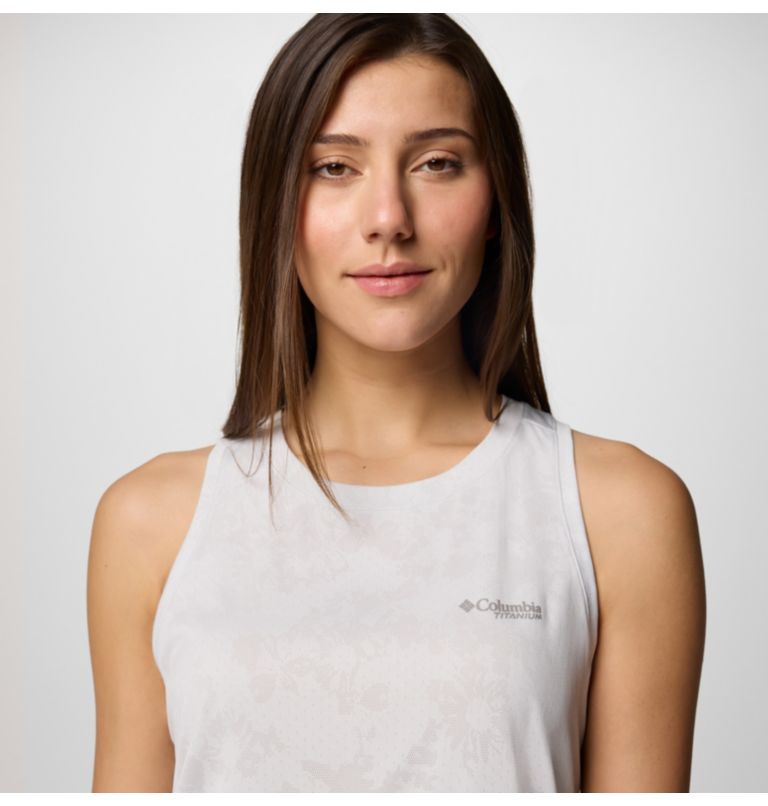 Camiseta técnica de tirantes Bluebird Canyon para mujer, Color: White Popflorid Jacquard, image 4