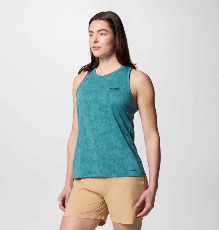 Women's Bluebird Canyon Technical Tank Top, Color: River Blue Popflorid Jacquard, image 3