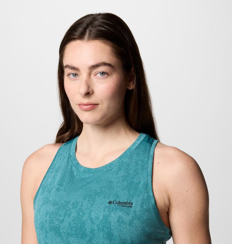 Women's Bluebird Canyon Technical Tank Top, Color: River Blue Popflorid Jacquard, image 4