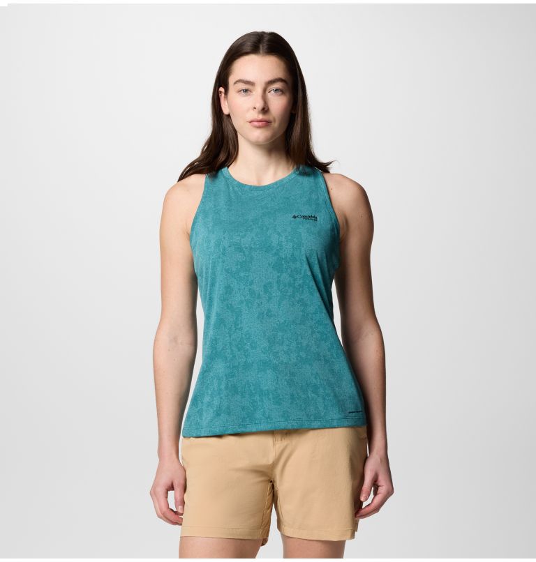 Women's Bluebird Canyon Technical Tank Top, Color: River Blue Popflorid Jacquard, image 1