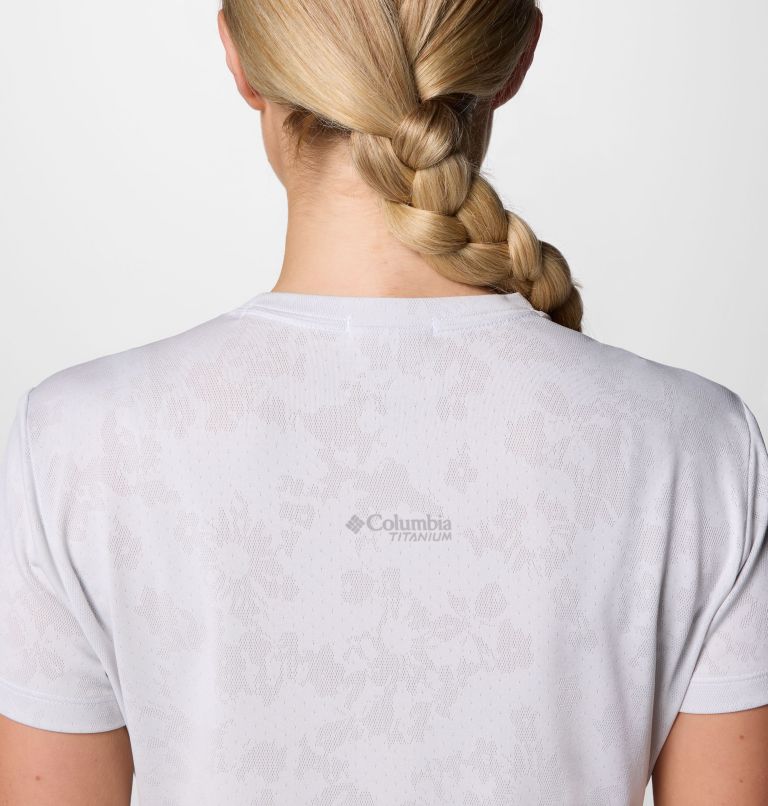 Women's Bluebird Canyon Short Sleeve Crew Shirt, Color: White Popflorid Jacquard, image 5