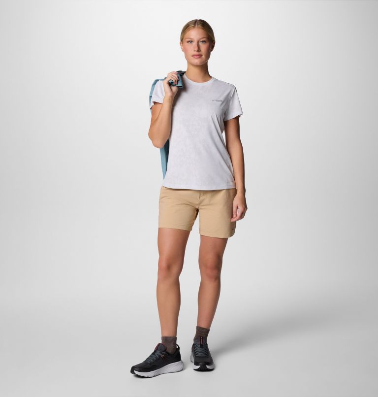 Women's Bluebird Canyon Short Sleeve Crew Shirt, Color: White Popflorid Jacquard, image 6